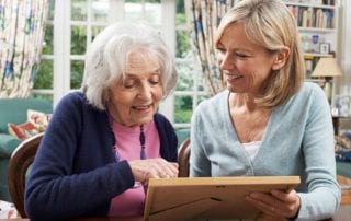 Mother and Daughter discuss home healthcare solutions