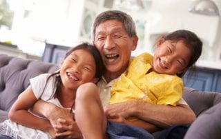 Senior man with grandchildren